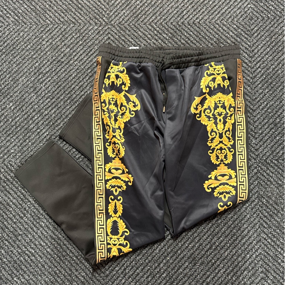 Black and Gold Patterned Joggers